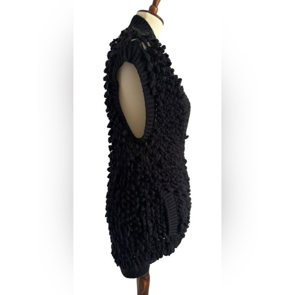 Rebecca Taylor Black Wool blend Textured Fringe Knit Sweater Vest Size Small - Picture 3 of 12